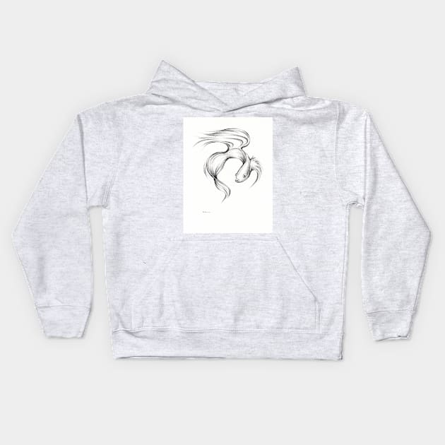 Graceful - Koi fish charcoal drawing Kids Hoodie by tranquilwaters